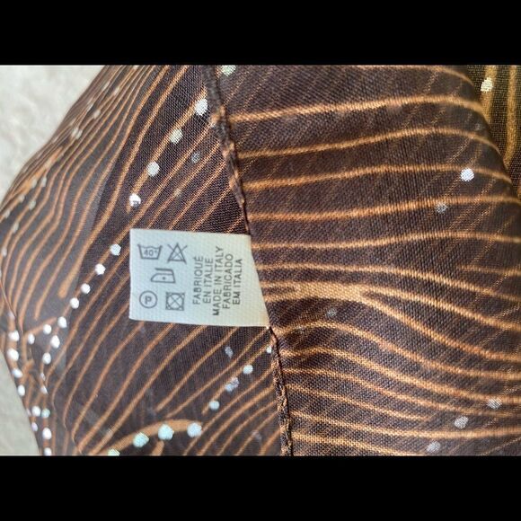 Made in Italy Brown with Silver Dots Scarf/Bandana L 61” x W 13” - Picture 7 of 7
